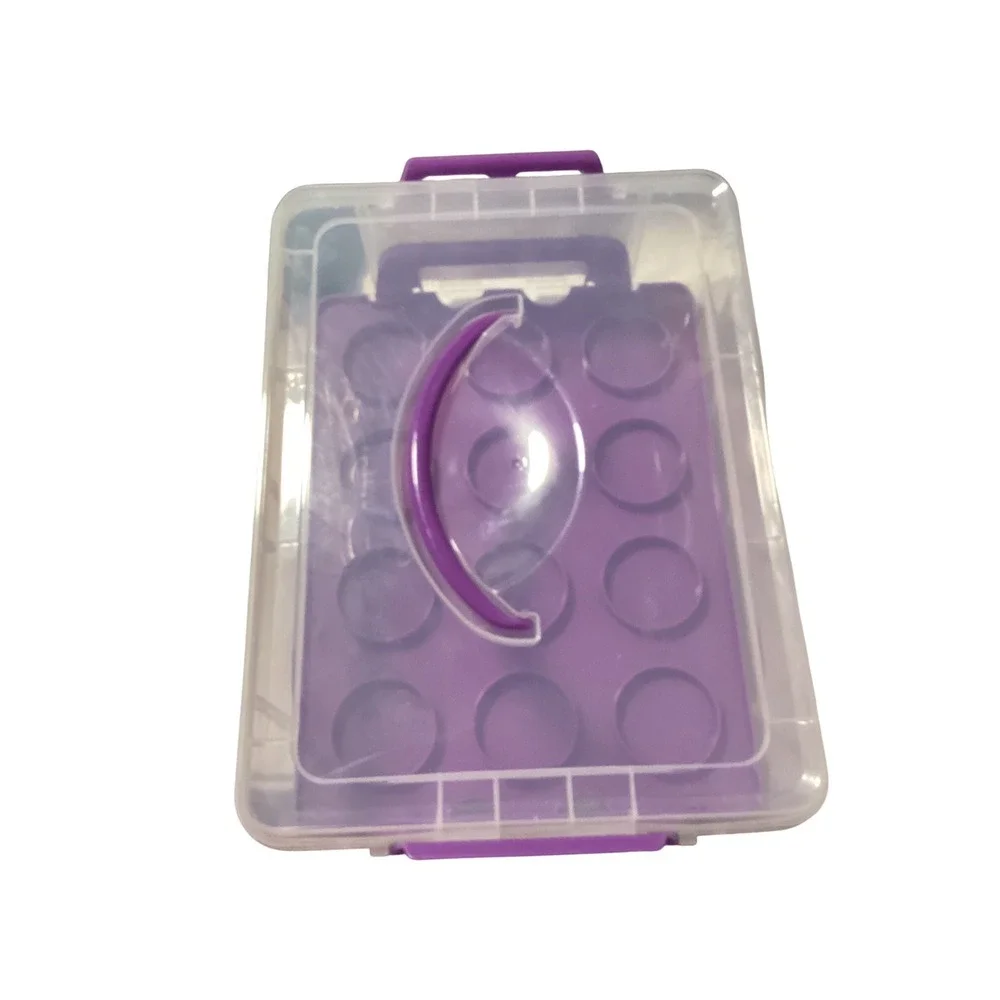 Baked with Love Deluxe Cake and Cupcake Caddy Purple Clear 12 Count 9x13 Carrier